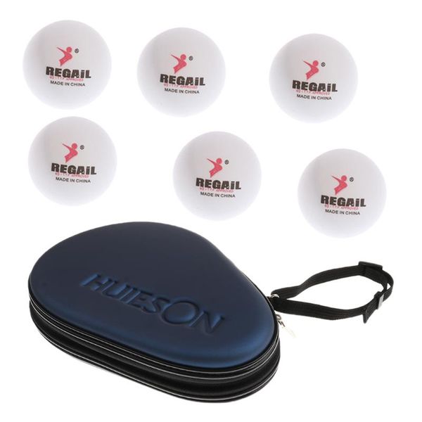 Waterproof -proof Table Tennis Paddle Bat Hard Case Cover Bag Plus 6 Pieces 40mm Practice Balls Set For Training And Match