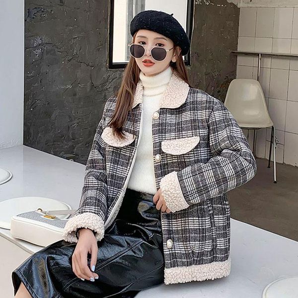 winter plaid coat women 2020 fashion winter jacket women cotton padded parka outwear female jacket lambswool coat, Black
winter plaid coat women 2020 fashion winter jacket women cotton padded parka outwear female jacket lambswool coat, Black