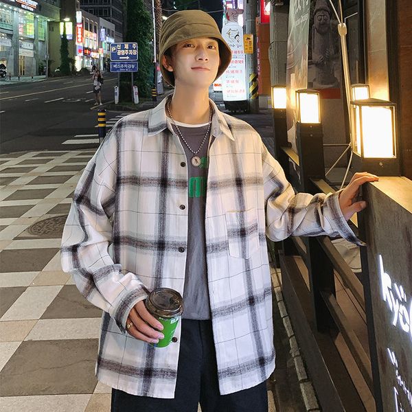 new 2021 spring arrival tide male plaid shirt beautiful white students long-sleeved long-sleeve of5u, White;black
new 2021 spring arrival tide male plaid shirt beautiful white students long-sleeved long-sleeve of5u, White;black