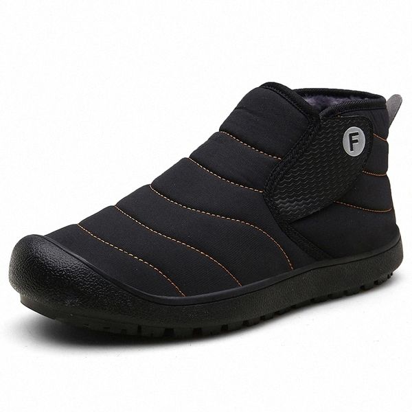 men boots winter fur warm ankle snow boots outdoor men winter rubber slip on work boots men sneakers #fy6k