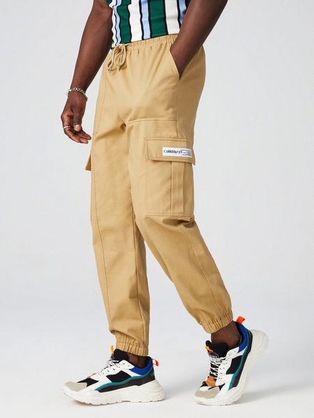 men patched detail cargo pants n6vi#, Black
men patched detail cargo pants n6vi#, Black