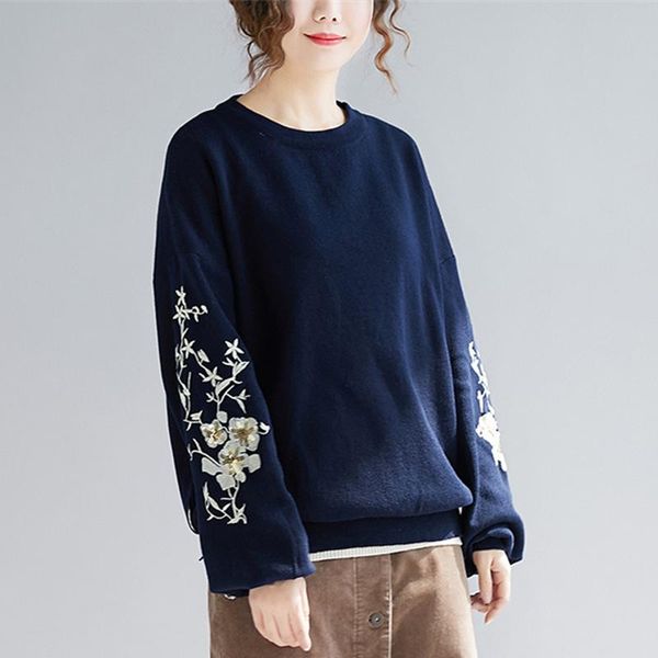 women's sweaters johnature 2021 autumn winter casual embroidered loose knitting women o-neck full sleeve patchwork korean, White;black
women's sweaters johnature 2021 autumn winter casual embroidered loose knitting women o-neck full sleeve patchwork korean, White;black