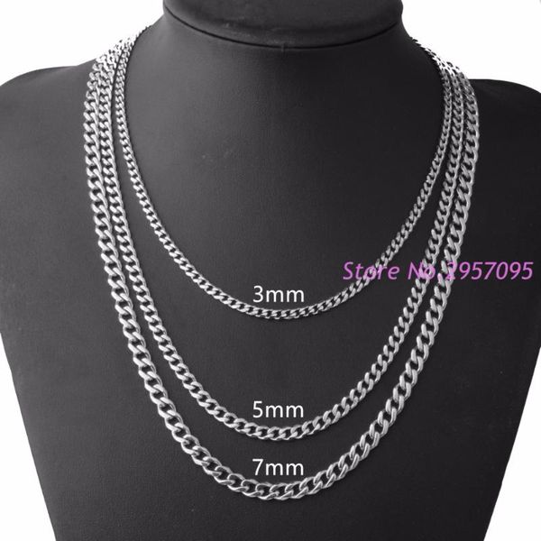 3/5/7mm wide mens boys chain stainless steel necklace curb cuban link silver color mens chain fashion jewelry
3/5/7mm wide mens boys chain stainless steel necklace curb cuban link silver color mens chain fashion jewelry