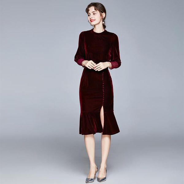 casual dresses fashion designer autumn winter clothes women elegant lady lace patchwork solid vintage midi trumpet velvet party dress vestid, Black;gray
casual dresses fashion designer autumn winter clothes women elegant lady lace patchwork solid vintage midi trumpet velvet party dress vestid, Black;gray