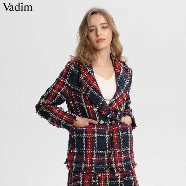 vadim women chic plaid tweed blazer pockets fringe tassel long sleeve coat buttons decoration female casual outerwear ca228 t200319, White;black
vadim women chic plaid tweed blazer pockets fringe tassel long sleeve coat buttons decoration female casual outerwear ca228 t200319, White;black