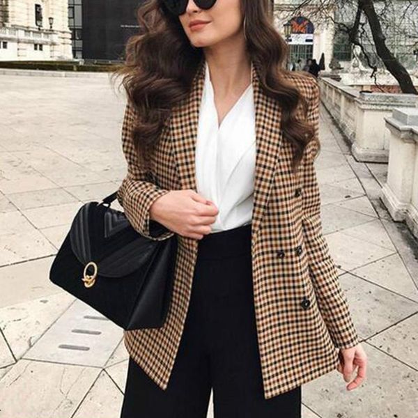 women's suits & blazers fashion autumn women plaid and jackets work office lady suit slim double breasted business female blazer coat t, White;black
women's suits & blazers fashion autumn women plaid and jackets work office lady suit slim double breasted business female blazer coat t, White;black
