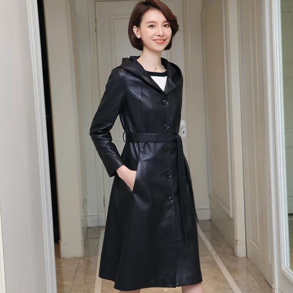 women's leather & faux spring autumn sheepskin coat real genuine jacket women clothes 2021 korean vintage long trench zt2320, Black
women's leather & faux spring autumn sheepskin coat real genuine jacket women clothes 2021 korean vintage long trench zt2320, Black