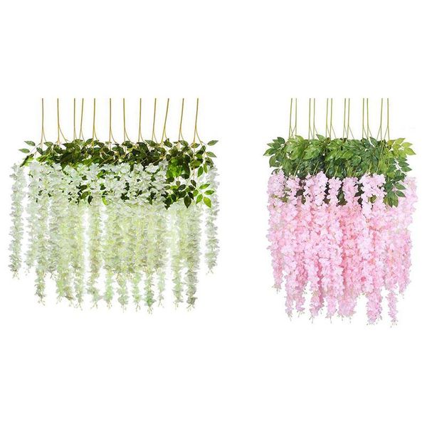 24pcs wedding decor artificial silk wisteria flower vines hanging rattan bride flowers garland for home garden l
24pcs wedding decor artificial silk wisteria flower vines hanging rattan bride flowers garland for home garden l