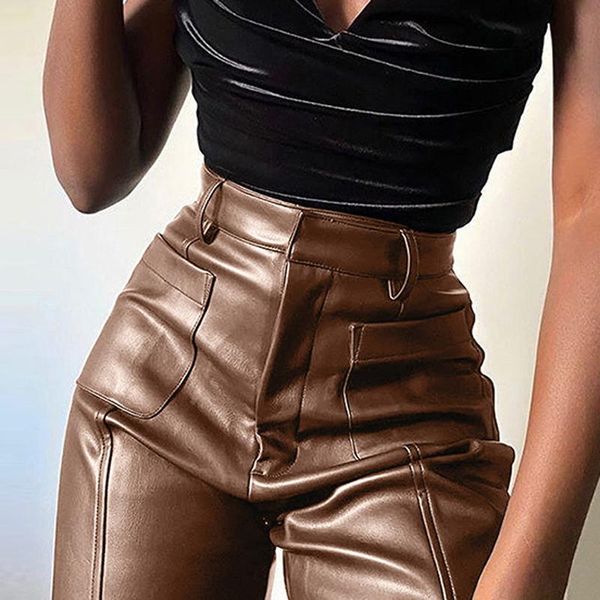 women's pants & capris yuqung women pu faux leather high waist straight black causal pocket motor long trousers autumn 2021 streetwear, Black;white
women's pants & capris yuqung women pu faux leather high waist straight black causal pocket motor long trousers autumn 2021 streetwear, Black;white