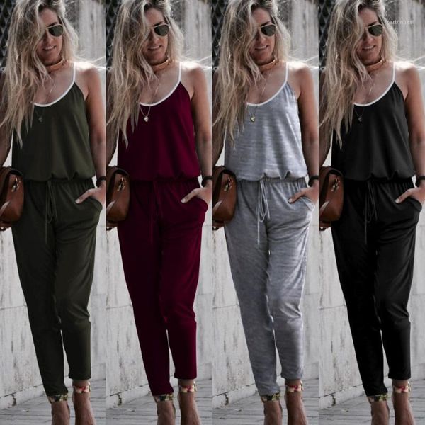 women's jumpsuits & rompers 2021 arrival spaghetti strap lace up summer women playsuit solid casual sleeveless pockets long romper fema, Black;white
women's jumpsuits & rompers 2021 arrival spaghetti strap lace up summer women playsuit solid casual sleeveless pockets long romper fema, Black;white