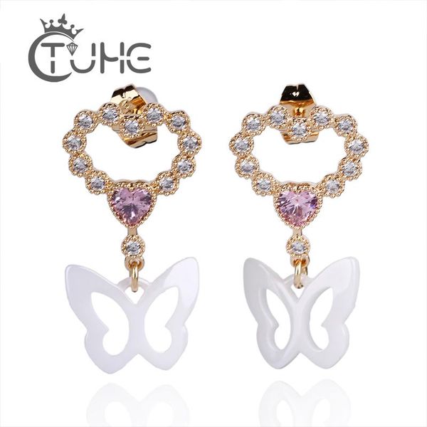 stud luxury bling crystal heart earrings 585k rose gold pink butterfly pendant ceramic for women female fashion, Golden;silver
stud luxury bling crystal heart earrings 585k rose gold pink butterfly pendant ceramic for women female fashion, Golden;silver
