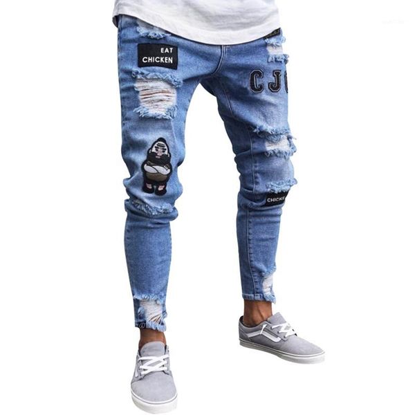 hole embroidered jeans slim men trousers new 2018 men's casual autumn denim pants classic cowboys young man hip black white1, Blue
hole embroidered jeans slim men trousers new 2018 men's casual autumn denim pants classic cowboys young man hip black white1, Blue