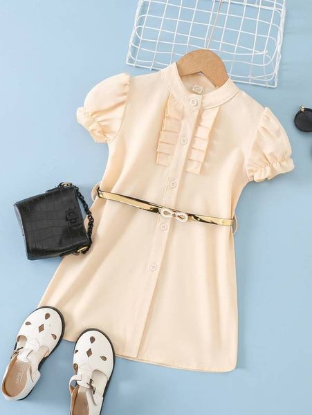 toddler girls frill trim puff sleeve single breasted belted shirt dress she, Red;yellow
toddler girls frill trim puff sleeve single breasted belted shirt dress she, Red;yellow