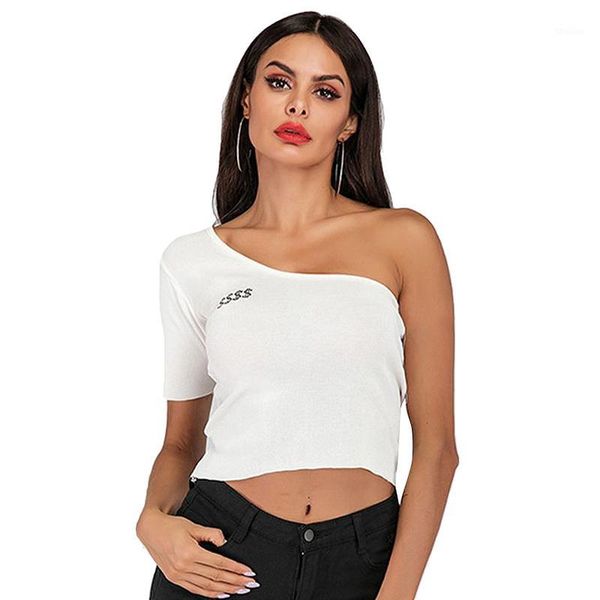 women's t-shirt strapless summer one shoulder for women half sleeve t shirt casual shirts1, White
women's t-shirt strapless summer one shoulder for women half sleeve t shirt casual shirts1, White