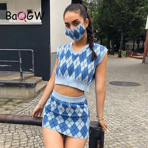 women's tracksuits baqgw blue plaid knitted 2 piece set womens autum matching sets club outfits sleeveless crop and mini skirt shor, Gray
women's tracksuits baqgw blue plaid knitted 2 piece set womens autum matching sets club outfits sleeveless crop and mini skirt shor, Gray