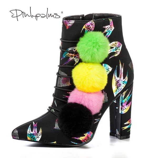pink palms women shoes animal print boots colorful pompon high heels ankle snow boots pointed toe fashion winter, Black
pink palms women shoes animal print boots colorful pompon high heels ankle snow boots pointed toe fashion winter, Black
