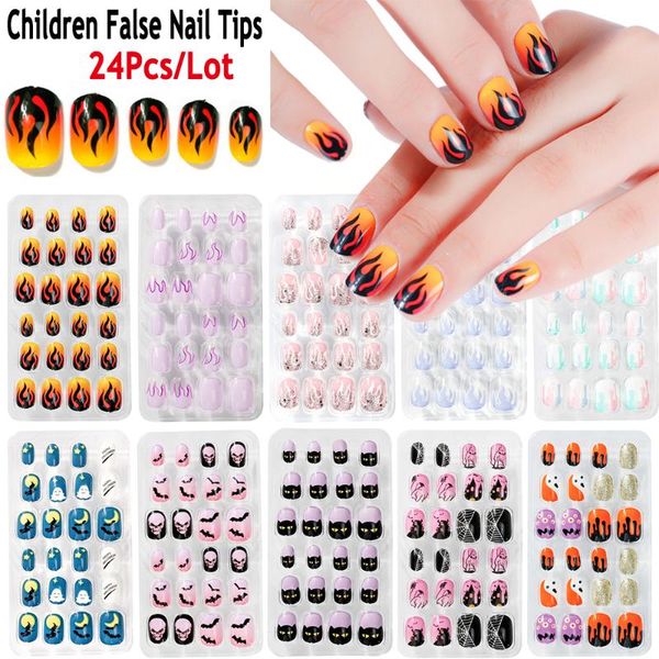 false nails 24 pcs/set children halloween tips fire pattern full cover kid fake nail art diy manicure decorations, Red;gold
false nails 24 pcs/set children halloween tips fire pattern full cover kid fake nail art diy manicure decorations, Red;gold