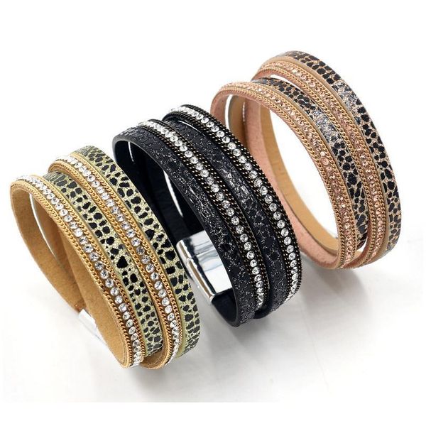 leather stick-on crystals bracelet women's new fashion chain magnetic buckle multi-layer bracelet 3-color wholesal jllptv
leather stick-on crystals bracelet women's new fashion chain magnetic buckle multi-layer bracelet 3-color wholesal jllptv