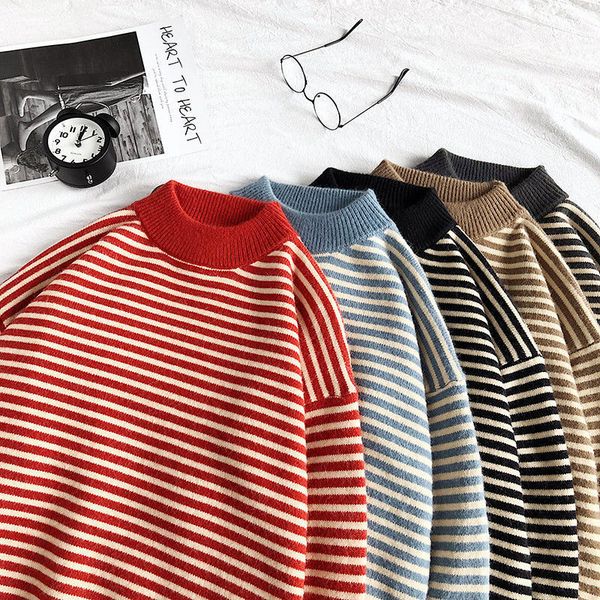 privathinker men's 2020 winter warm sweater korean streetwear fashion pullovers sweater autumn striped casual male clothing c1115, White;black
privathinker men's 2020 winter warm sweater korean streetwear fashion pullovers sweater autumn striped casual male clothing c1115, White;black
