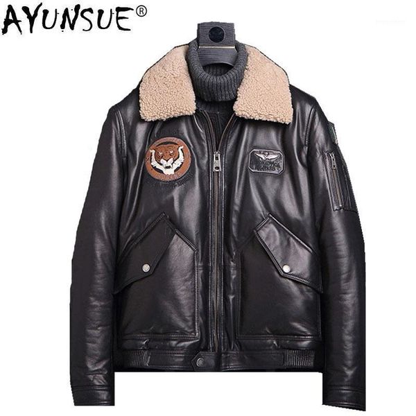ayunsue genuine leather jacket lamb fur collar down jacket autumn winter men sheepskin short coat f-ll-7166 my11801, Black
ayunsue genuine leather jacket lamb fur collar down jacket autumn winter men sheepskin short coat f-ll-7166 my11801, Black