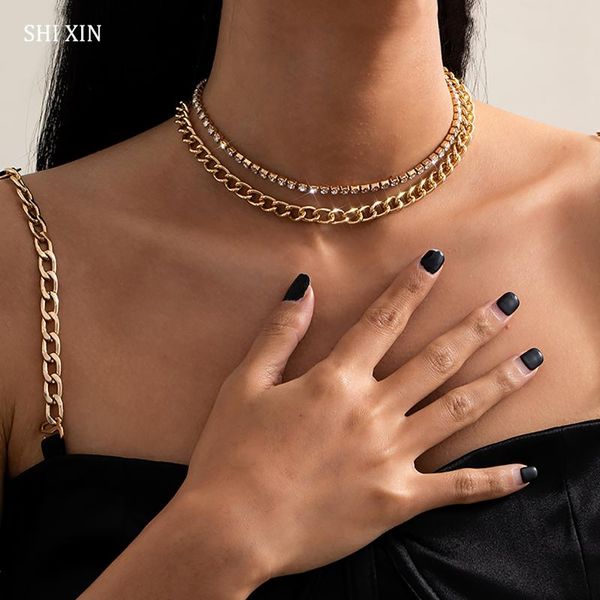 chokers shixin layered iced out chain choker necklace for women shiny rhinestone tennis on neck jewelry fashion 2021 gift, Golden;silver
chokers shixin layered iced out chain choker necklace for women shiny rhinestone tennis on neck jewelry fashion 2021 gift, Golden;silver