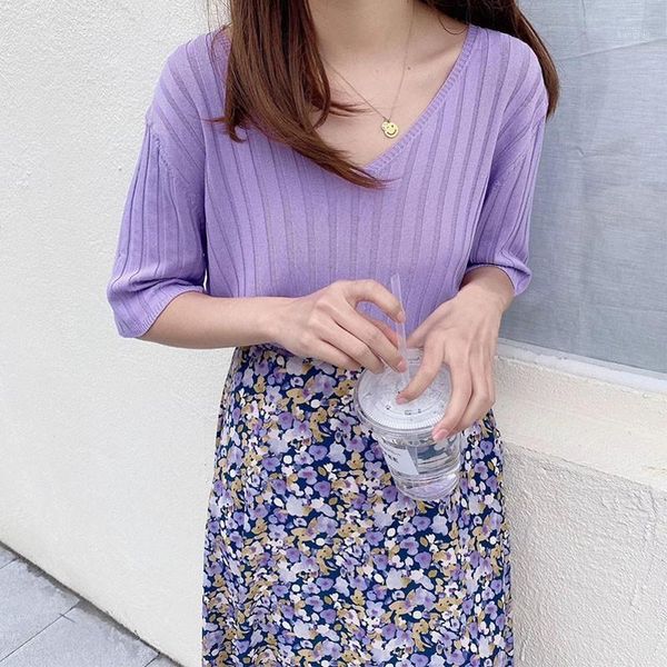 summer ice silk tshirt women thin section knitted striped t-shirt female loose half-sleeved, White
summer ice silk tshirt women thin section knitted striped t-shirt female loose half-sleeved, White