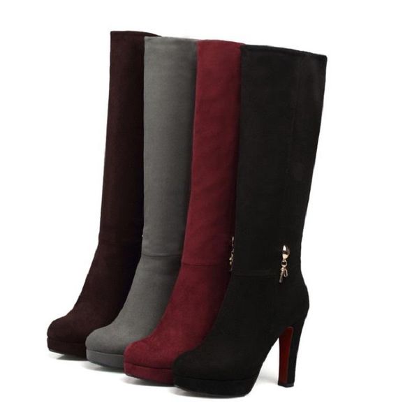 boots women knee high autumn winter platform heels round toe ladies shoes metal decoration female long, Black
boots women knee high autumn winter platform heels round toe ladies shoes metal decoration female long, Black