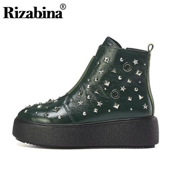 rizabina fashion rivets thick sole ankle boots for women genuine leather leisure shoes autumn winter women footwear size 34-39, Black
rizabina fashion rivets thick sole ankle boots for women genuine leather leisure shoes autumn winter women footwear size 34-39, Black