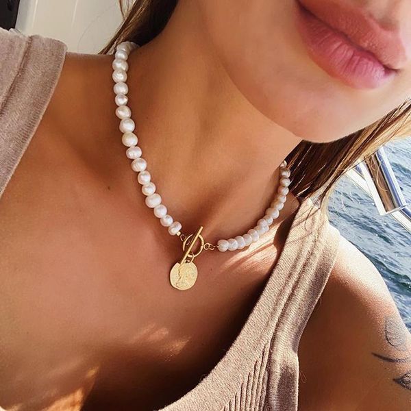 limario elegant gold color coin pendant necklace for women irregular natural pearl chokers necklaces korean jewelry gift, Silver
limario elegant gold color coin pendant necklace for women irregular natural pearl chokers necklaces korean jewelry gift, Silver