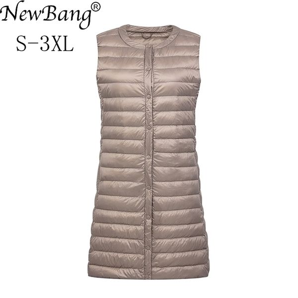 newbang brand women's long vest ultra light down vests women female down coat long slim sleeveless without collar jacket 201028, Black;white
newbang brand women's long vest ultra light down vests women female down coat long slim sleeveless without collar jacket 201028, Black;white