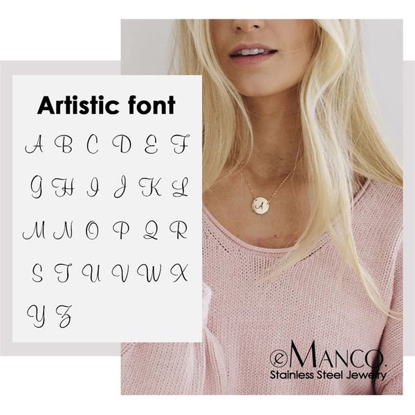 emanco trendy artistic font alphabet pendant necklace women minimalist choker necklace female 316l stainless steel necklace y200323, Silver
emanco trendy artistic font alphabet pendant necklace women minimalist choker necklace female 316l stainless steel necklace y200323, Silver