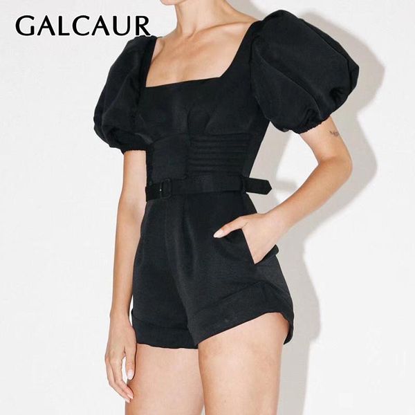 galcaur elegant black jumpsuit female square collar puff sleeve high waist sashes tunic playsuits women 2020 fashion new clothes t200704, Black;white
galcaur elegant black jumpsuit female square collar puff sleeve high waist sashes tunic playsuits women 2020 fashion new clothes t200704, Black;white
