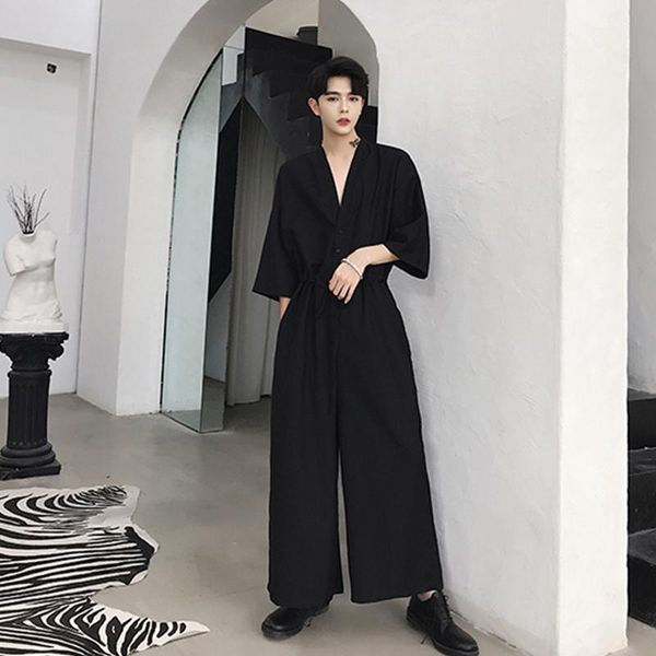 men's pants one piece black suit loose style waist width 9-point collar high leg summer texture v simple
men's pants one piece black suit loose style waist width 9-point collar high leg summer texture v simple