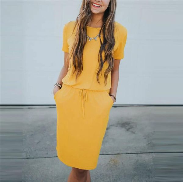 women summer casual solid dress o neck pocket bow belt vestidos de festa short sleeve mini dress 0522, Black;gray
women summer casual solid dress o neck pocket bow belt vestidos de festa short sleeve mini dress 0522, Black;gray