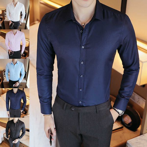 new men's casual fashion shirts long sleeved solid party button slim fit social shirt, White;black
new men's casual fashion shirts long sleeved solid party button slim fit social shirt, White;black