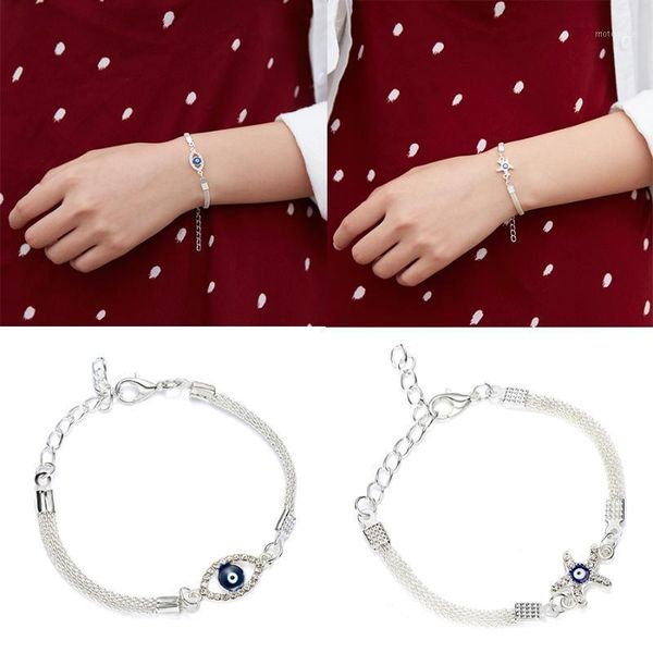 link, chain charm silver women elegant bracelet blue evil eye starfish plated ecg round hollow & bangle jewelry1, Black
link, chain charm silver women elegant bracelet blue evil eye starfish plated ecg round hollow & bangle jewelry1, Black