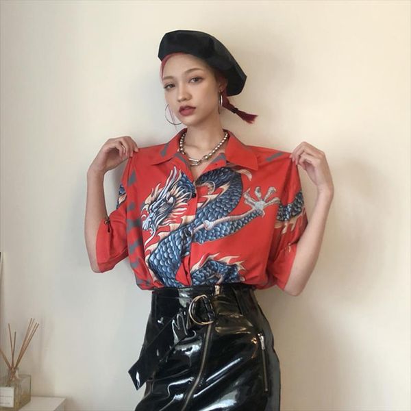 2020 women man blouses oversized blouse harajuku dragon printing streetwear short sleeve shirts female blusas mujer, White
2020 women man blouses oversized blouse harajuku dragon printing streetwear short sleeve shirts female blusas mujer, White