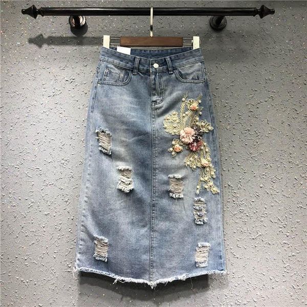 embroidery beaded denim skirt women jupe femme casual hole ripped jeans skirt streetwear maxi long bodycon skirts womens c5779, Black
embroidery beaded denim skirt women jupe femme casual hole ripped jeans skirt streetwear maxi long bodycon skirts womens c5779, Black