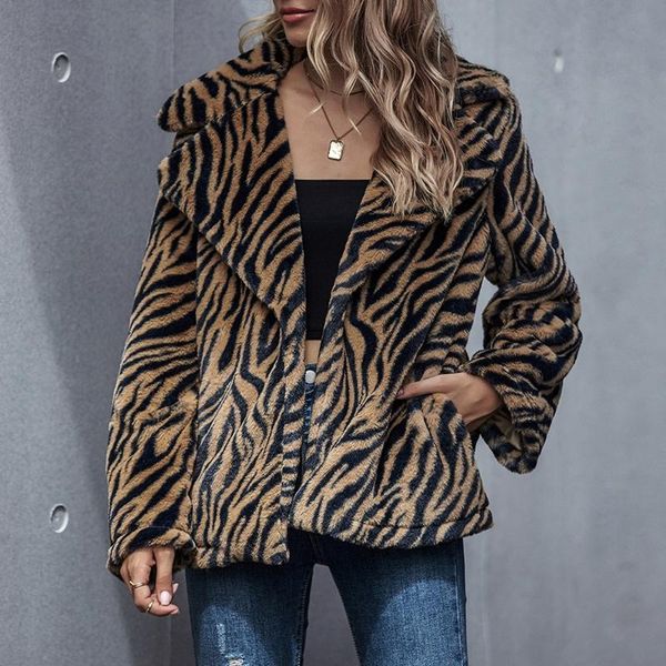 women's jackets women long sleeve fuzzy plush coat vintage zebra stripes printed jacket notched lapel collar loose cardigan with pocket, Black;brown
women's jackets women long sleeve fuzzy plush coat vintage zebra stripes printed jacket notched lapel collar loose cardigan with pocket, Black;brown