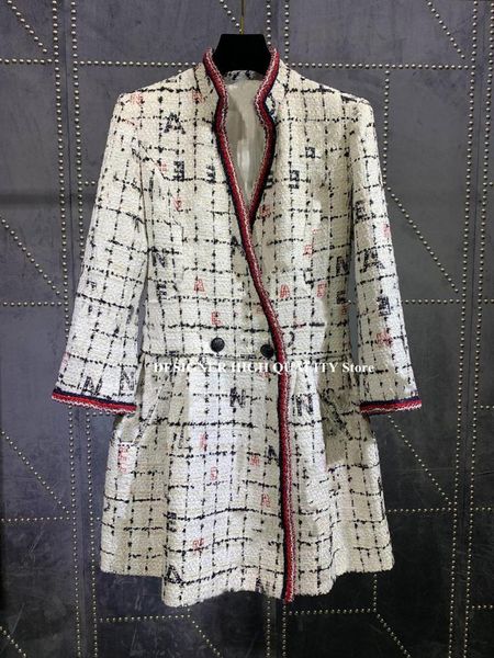 women's wool & blends 2021 autumn winter slim tweed coat women sweet letters white plaid jacket stand collar long sleeve retro outwear, Black
women's wool & blends 2021 autumn winter slim tweed coat women sweet letters white plaid jacket stand collar long sleeve retro outwear, Black