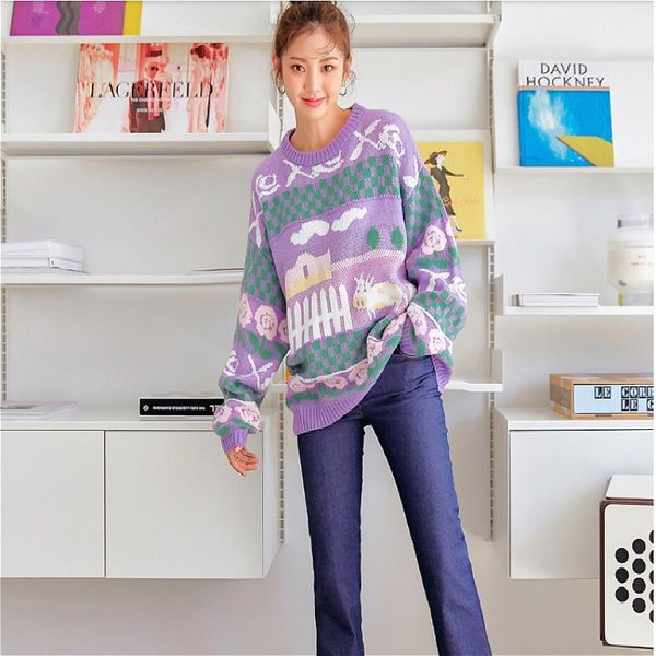 women's sweaters 2021 lazy style japanese immortal ancient cocoon pullover sweater loose soft milk oversize knitted women, White;black
women's sweaters 2021 lazy style japanese immortal ancient cocoon pullover sweater loose soft milk oversize knitted women, White;black