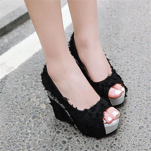 2020 super high heel wedges platform shoes women spring summer party prom shoes women fish mouth women's pumps, Black
2020 super high heel wedges platform shoes women spring summer party prom shoes women fish mouth women's pumps, Black