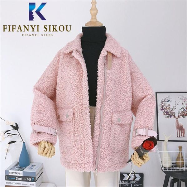 women's fur & faux 2021 winter coat women fashion loose lamb wool jacket thick warm teddy female pocket lapel lambswool jackets, Black
women's fur & faux 2021 winter coat women fashion loose lamb wool jacket thick warm teddy female pocket lapel lambswool jackets, Black