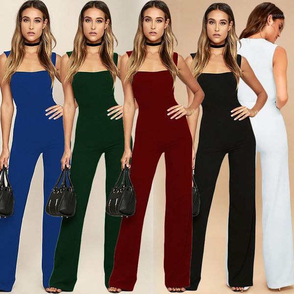 women's jumpsuits & rompers 2021 fashion long jumpsuit women flared square neck solid color sleeveless back zipper romper female playsu, Black;white
women's jumpsuits & rompers 2021 fashion long jumpsuit women flared square neck solid color sleeveless back zipper romper female playsu, Black;white
