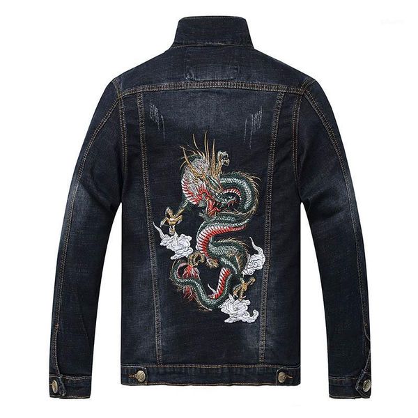 spring men's fashion casual jeans jackets trun down collar dragon embroidery denim jackets for male streetwear1, Black;brown
spring men's fashion casual jeans jackets trun down collar dragon embroidery denim jackets for male streetwear1, Black;brown