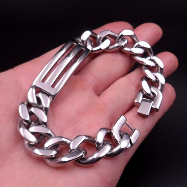 heavy fashion stainelss steel huge cuban curb chain id bracelet 15mm 8.66'' husband / father gifts jewelry, Black
heavy fashion stainelss steel huge cuban curb chain id bracelet 15mm 8.66'' husband / father gifts jewelry, Black