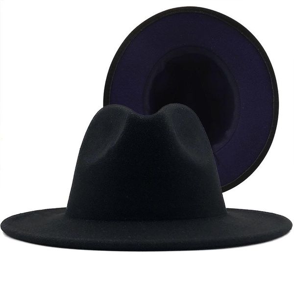 Hot Outer black Inner Navy blue Wool Felt Jazz Fedora Hats with Thin Belt Buckle Men Women Wide Brim Panama Trilby Cap 56-58CM, Blue;gray
Hot Outer black Inner Navy blue Wool Felt Jazz Fedora Hats with Thin Belt Buckle Men Women Wide Brim Panama Trilby Cap 56-58CM, Blue;gray