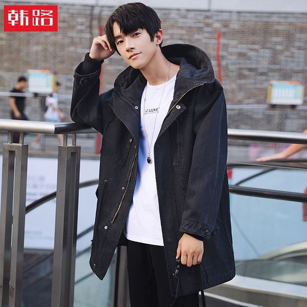 han luxin men's autumn and winter hooded multi pocket medium length jacket q, Black;brown
han luxin men's autumn and winter hooded multi pocket medium length jacket q, Black;brown