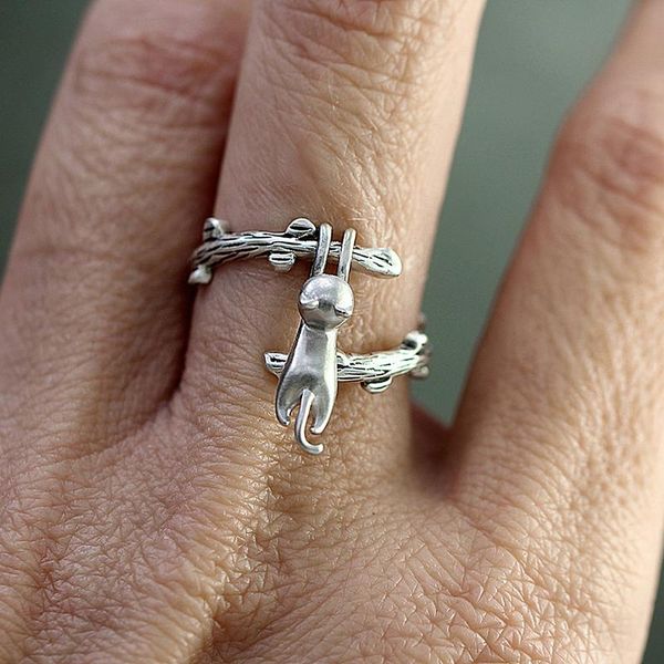 cluster rings fashion ring creative kitten climbing tree shape cute cat opening adjustable banquet party decoration, Golden;silver
cluster rings fashion ring creative kitten climbing tree shape cute cat opening adjustable banquet party decoration, Golden;silver