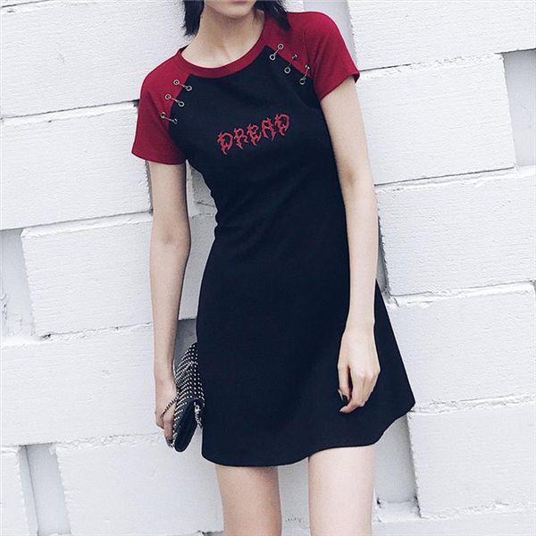 dress women elegant raglan sleeve summer dresses casual shor sleeve black red stitching embroidery a line dress for gothic girl, Black;gray
dress women elegant raglan sleeve summer dresses casual shor sleeve black red stitching embroidery a line dress for gothic girl, Black;gray